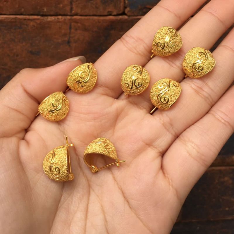 giwang perak bali model pasiran lapis emas