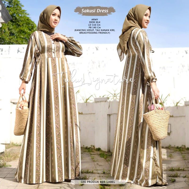 Dress wanita premium / Sakusi dress by tulus signature / Dress motif modern