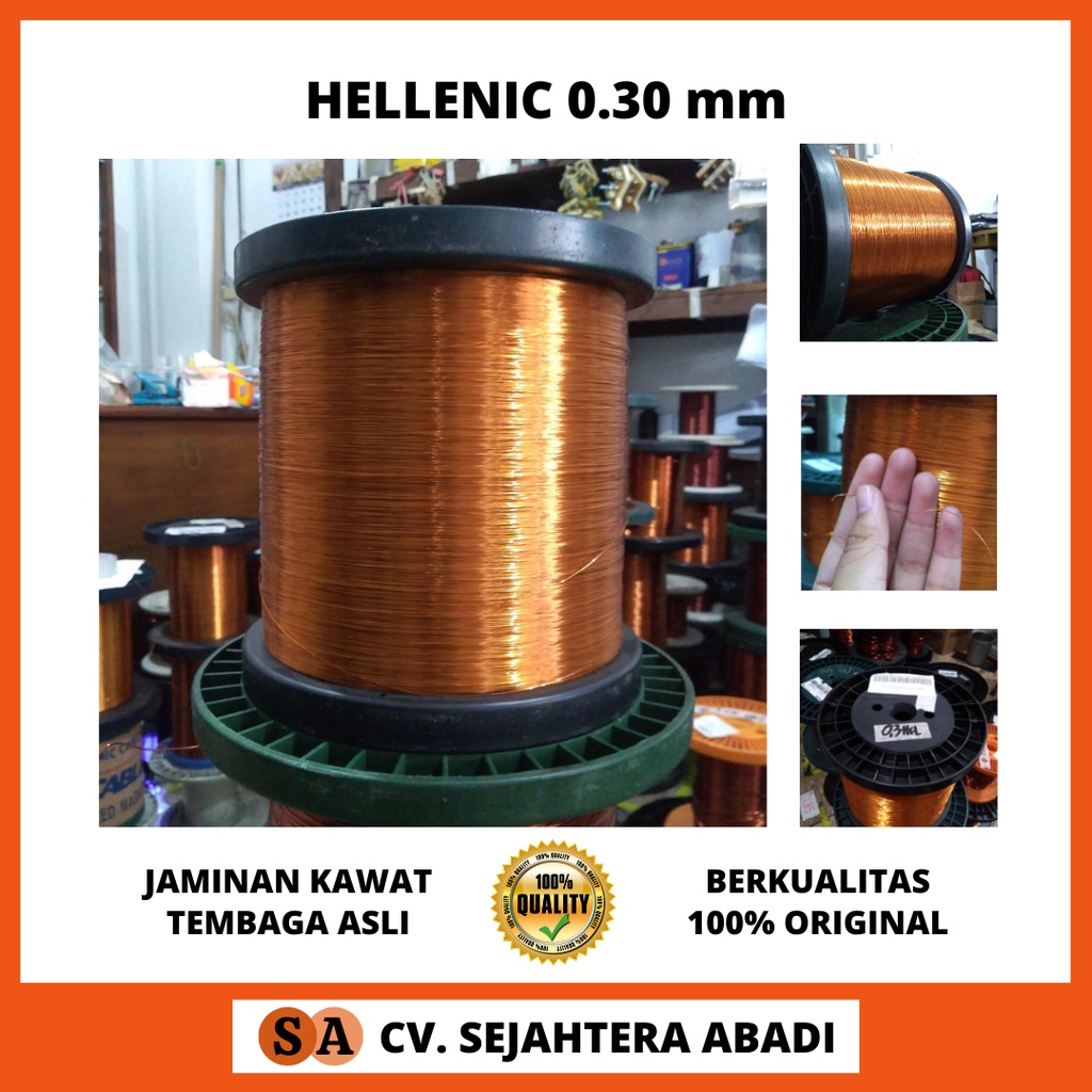 JAMINAN KAWAT TEMBAGA ASLI MERK HELLENIC Ukuran Tebal Kawat 0.30 0,30 mm 0.30mm 0,30mm Dijual per 10