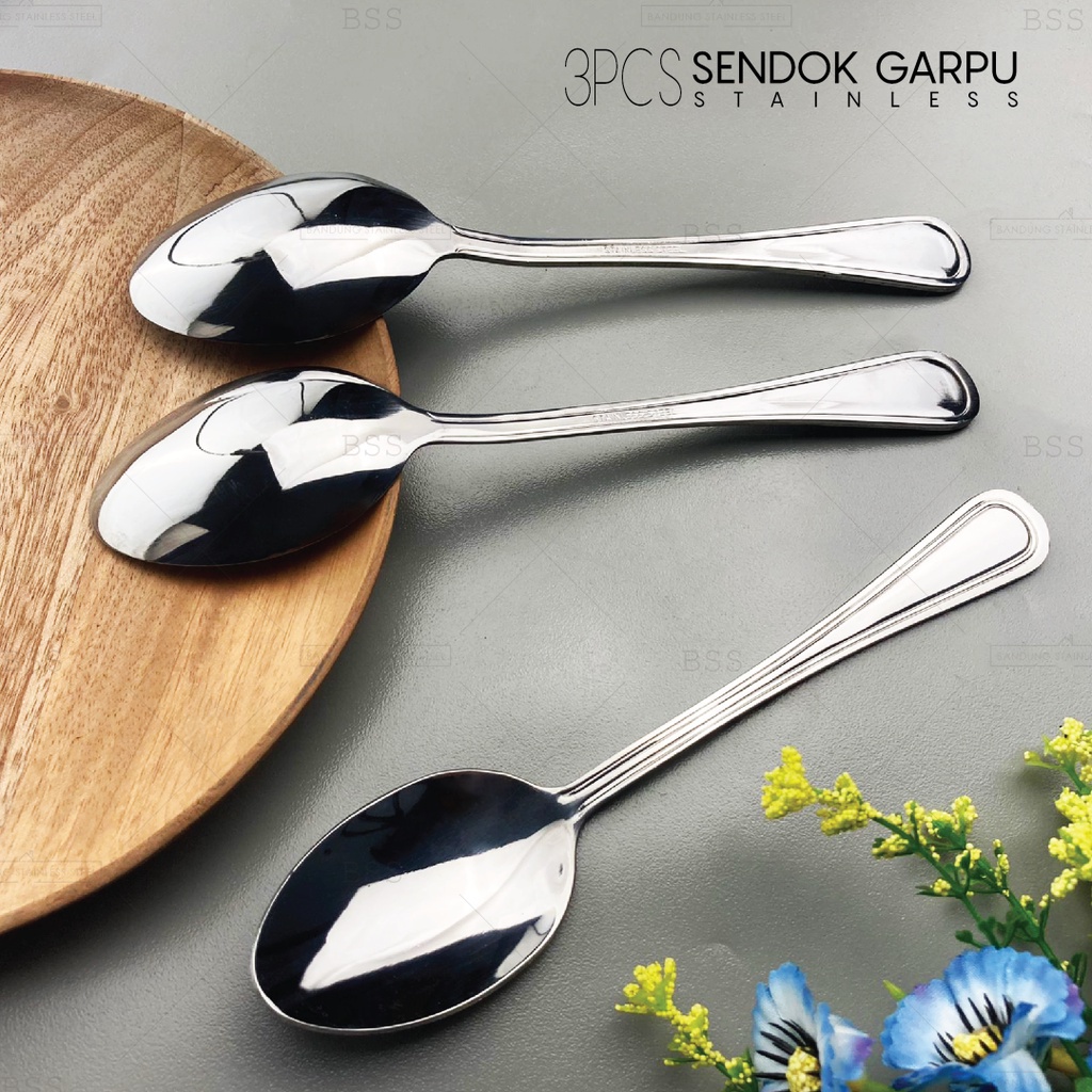 3 pcs sendok garpu makan besar standar stainless tebal fork hotel spoon