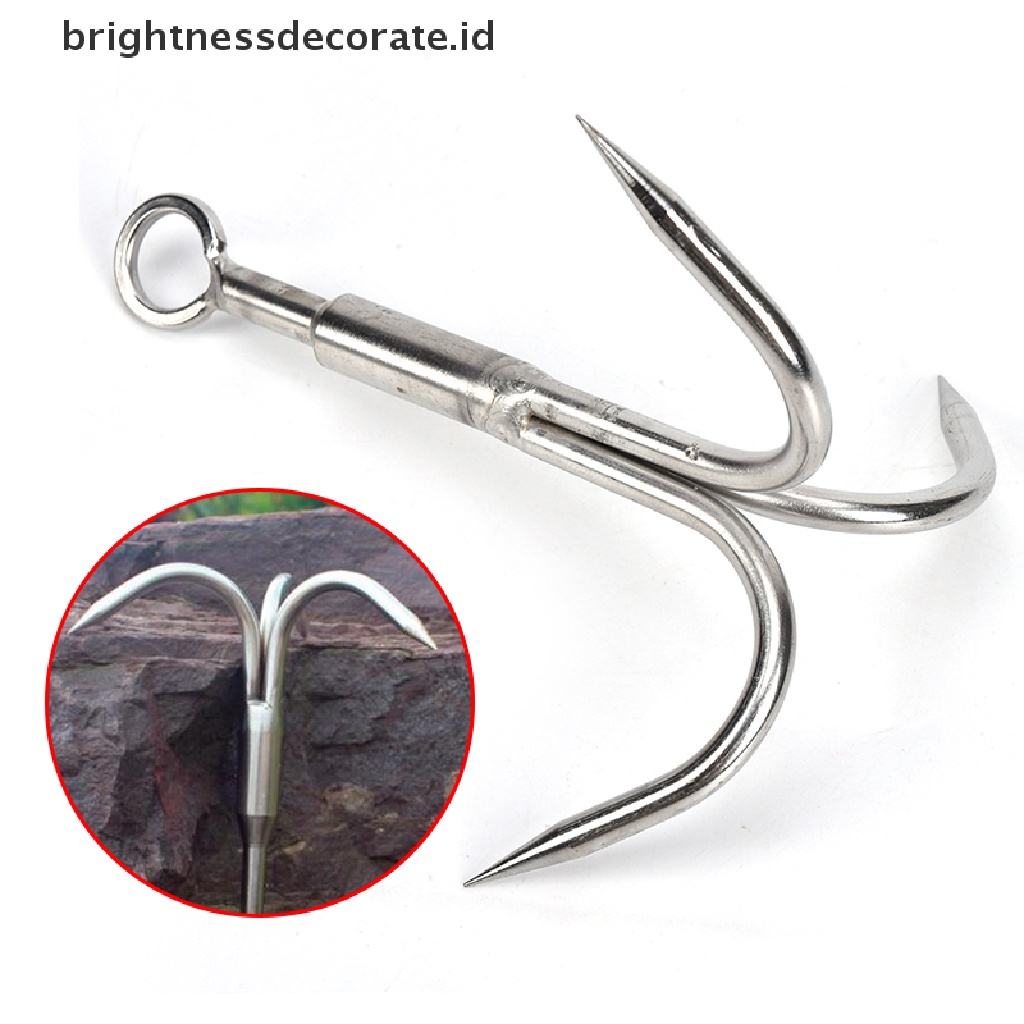 1 Pc Alat Carabiner 3 Cakar Bahan Stainless Steel Untuk Climbing