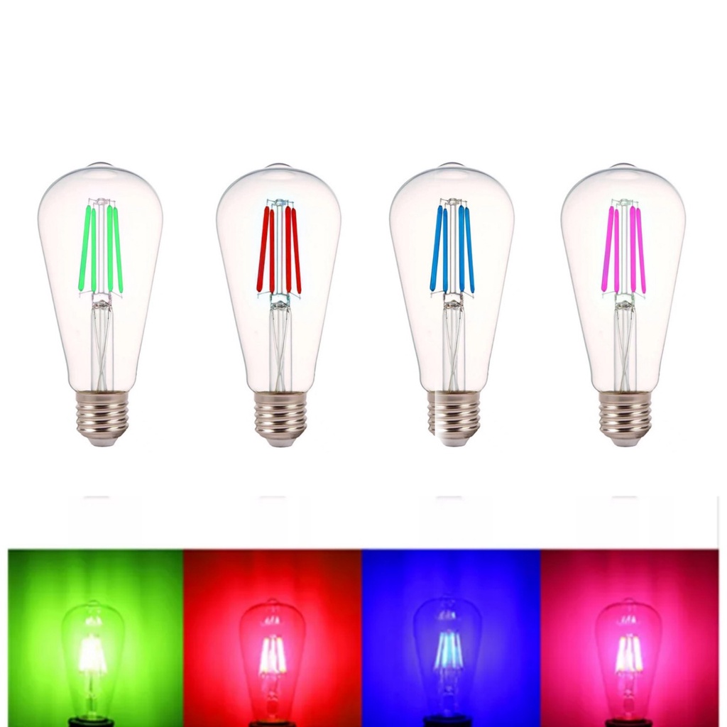 Lampu Filamen LED Warna Warni 4W Bohlam Pijar Edison Cafe Kafe G45 ST64