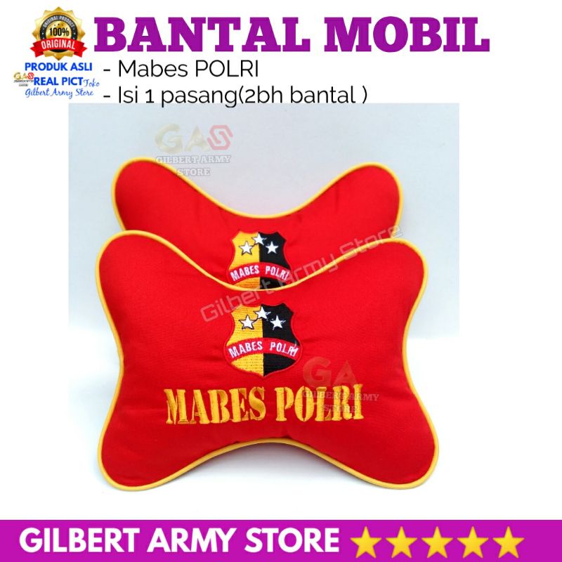 GILBERT ARMY STORE Bantal mobil Mabes Polri Merah penyangga Leher murah kualitas premium Kado Unik Interior Mobil Assesories