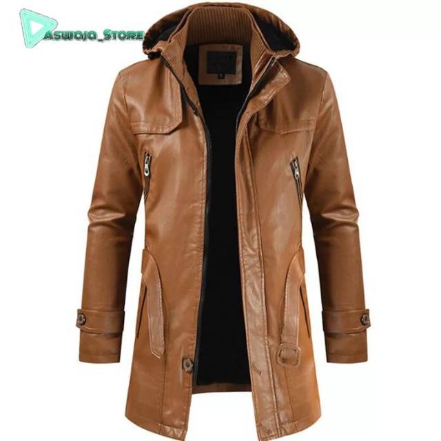 Jaket kulit sintetis jubah/jaket jubah/jaket semi kulit jubah/ jaket tren terbaru