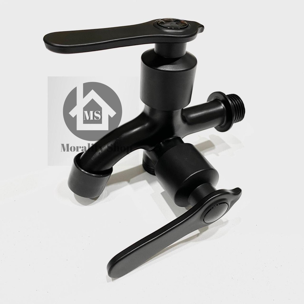 Kran Cabang Shower FB hitam minimalis MURAH - Keran air cabang double shower mandi toilet Black