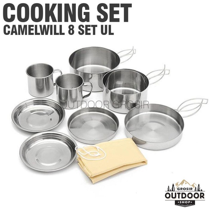 Cooking Set Camelwill 8 Alat Masak Outdoor Camping Nesting Stainless