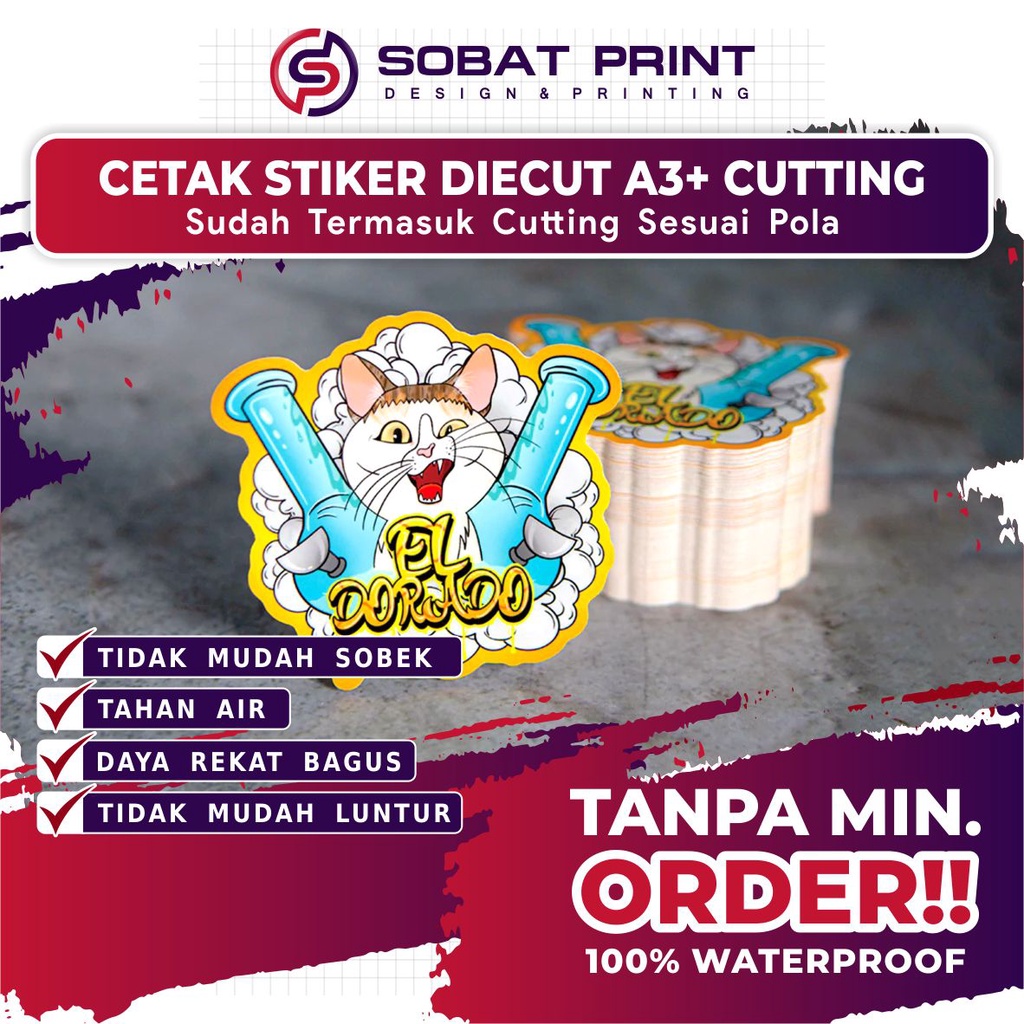 Jual Cetak Stiker A3+ Cutting Putus Die Cut / Cetak Stiker Sourvenir ...