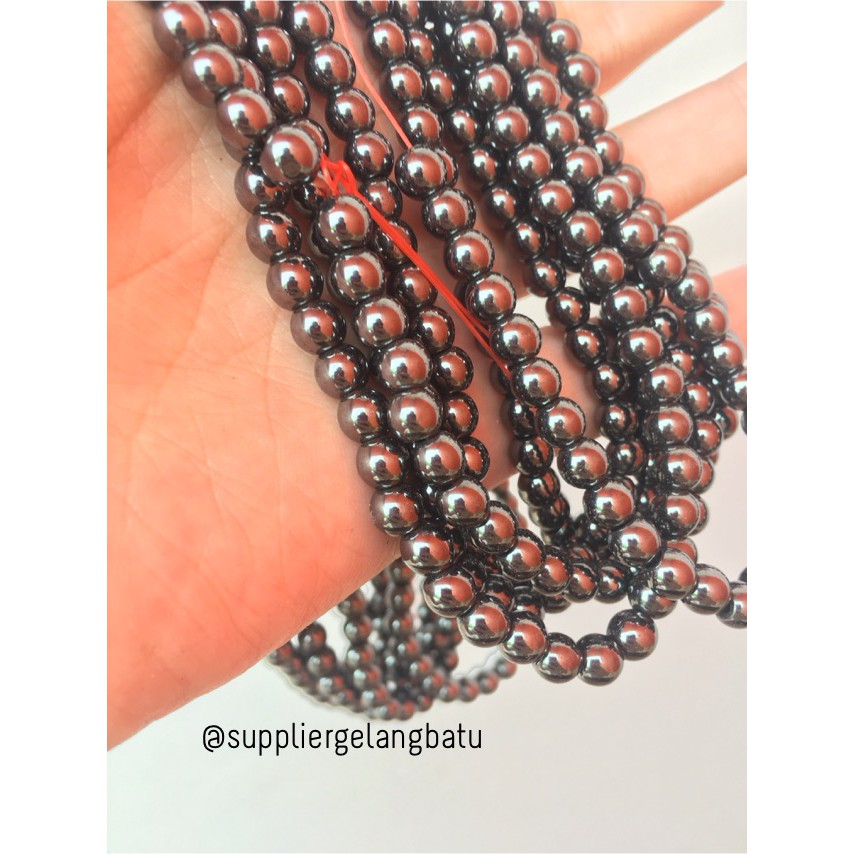 bahan blustin hematite badar besi 6mm per renceng grosiran termurah tourmaline gelang kalung impor