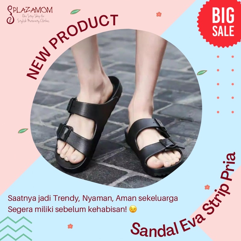 Sandal EVA karet PRIA DEWASA sendal slippers selop strip strap family keluarga polos anti slip nyaman ringan trendy cocok untuk outdoor indoor kualitas premium