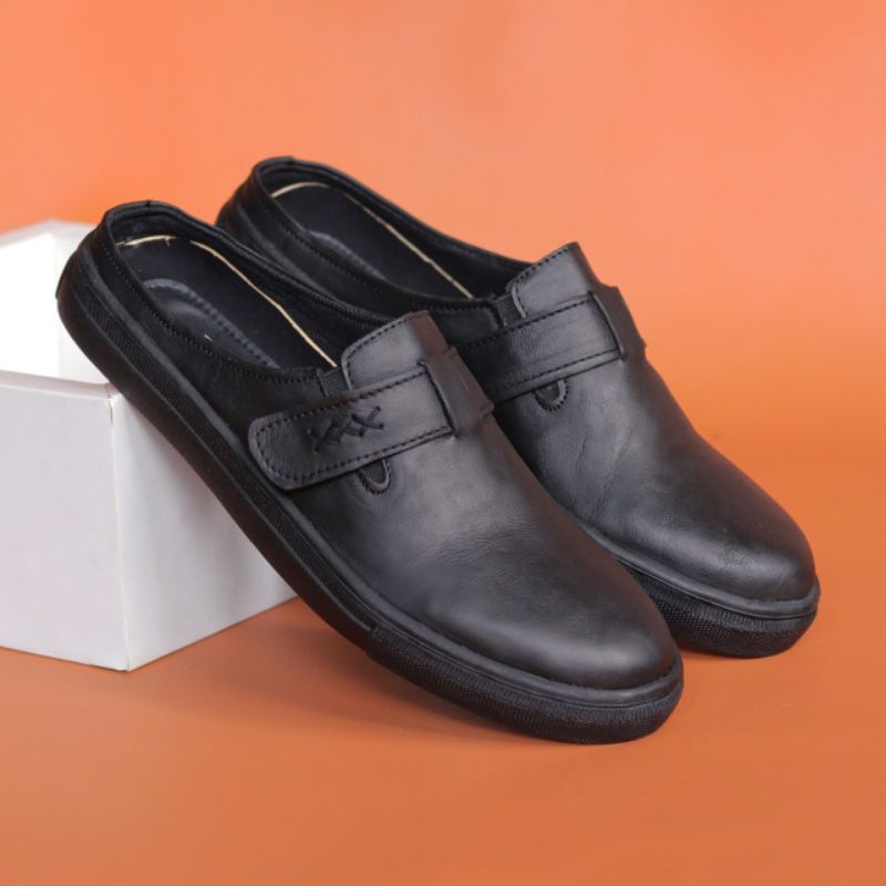 FULL KULIT COD TERLARIS- SEPATU SLOP KULIT ASLI ! BLACKMASTER BUSTONG Slop Original CH