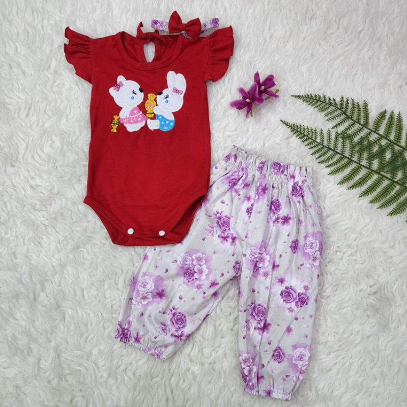 Baju bayi perempuan Jumper + celana panjang