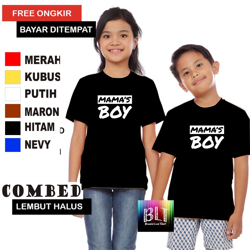 Promo Kaos  Anak Mama&quot;s boy Anak Anak  Lengan Pendek Combed 30S Atasan Anak2 cowok cewek Kaos Murah kaos anak kartun kaos anak anime kaos anak murah kaos anak hits kaos viral