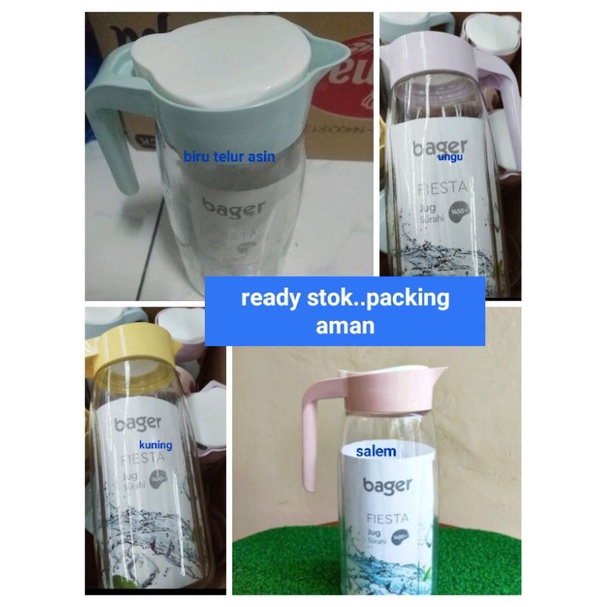 PITCHER BAGER JUG WATER GLASS (Tempat Air Minum Kaca Besar) UKURAN 1450 ML...tersedia juga buble WRA