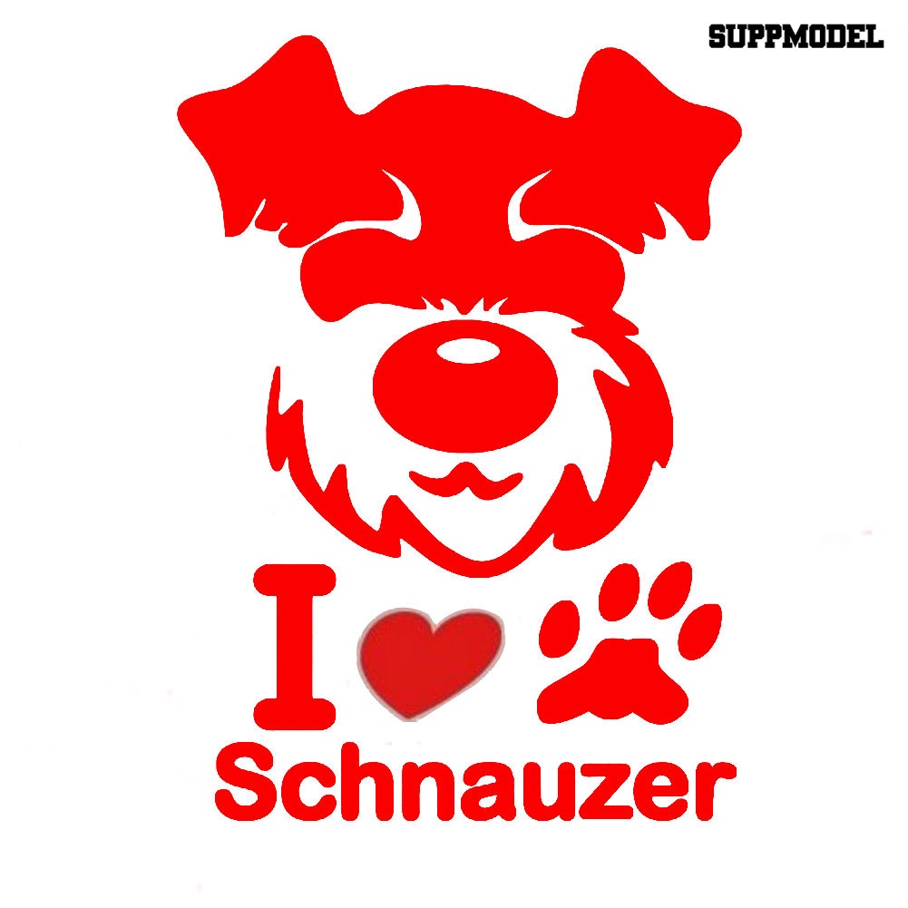 Sticker Decal Reflektor Dekorasi Mobil Gambar Anak Anjingtulisan I Love Schnauzer