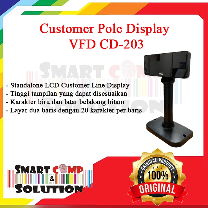 Customer Pole Display VFD CD203 / CD203 monitor tambahan