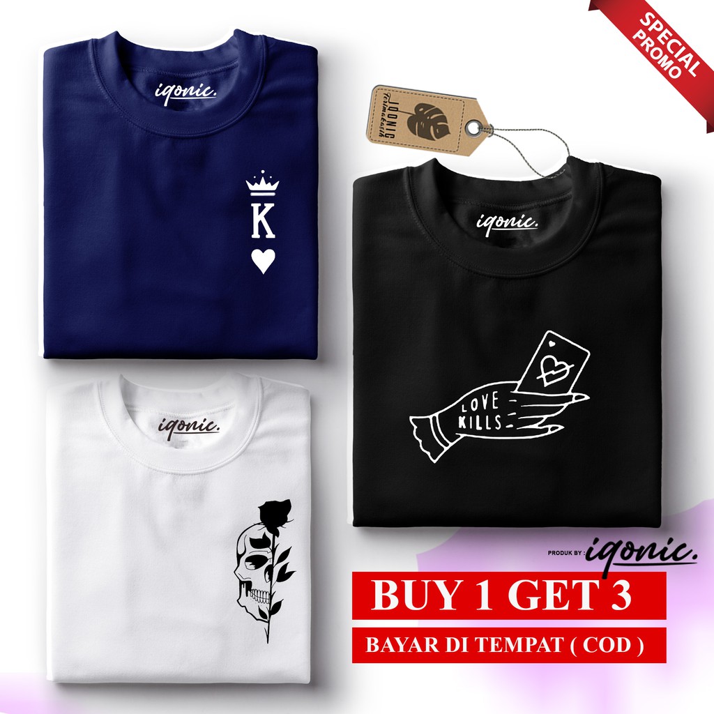 BELI 1 OR 3 PCS - Kaos Distro Pria - Kaos Wanita - UNISEX - KatunTebal PREMIUM - FHK