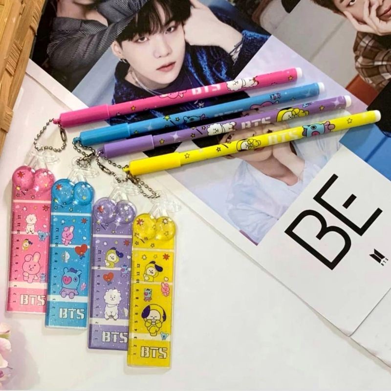 

Pulpen Plus Penggaris Edisi BT21 Balpen BallPoint BTS Army Penggaris