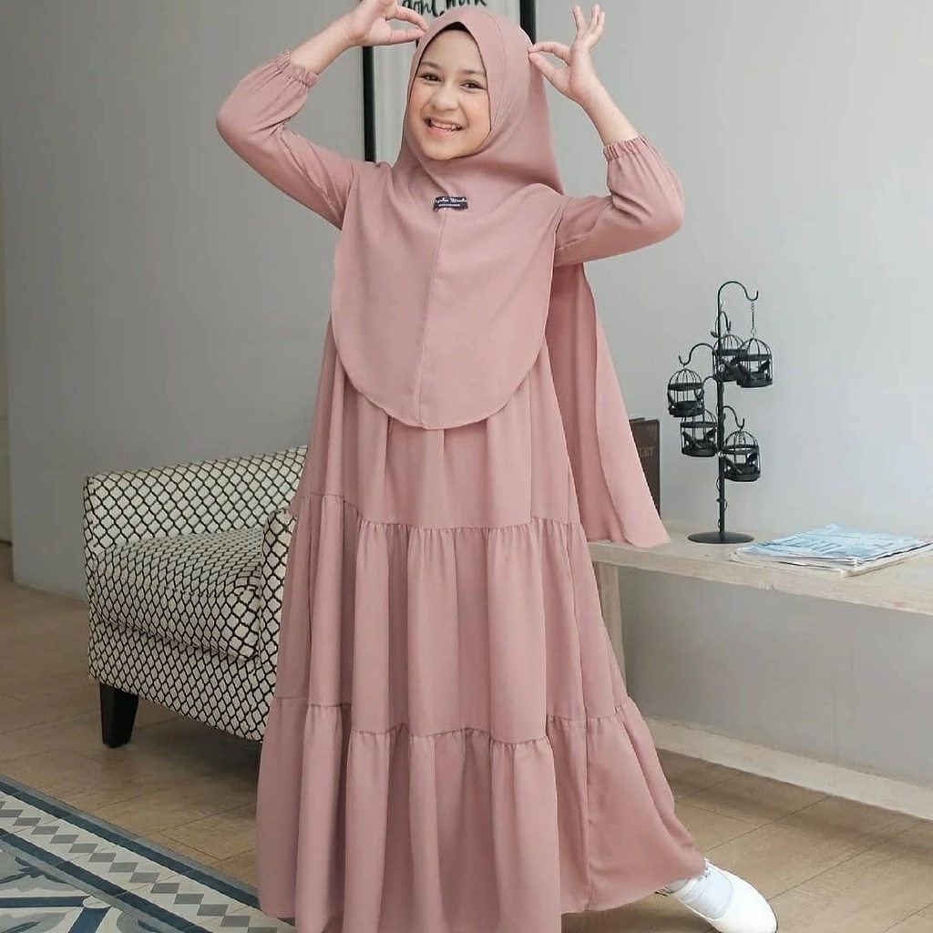 Big Sale Baju Gamis Anak Tanggung Usia 7 Sampai 9 Tahun Dan 10 Sampai 12 Tahun Dan Usia 12 Sampai 15 Tahun Gamis Plus Khimar Manggo Crepe Zahra Kids