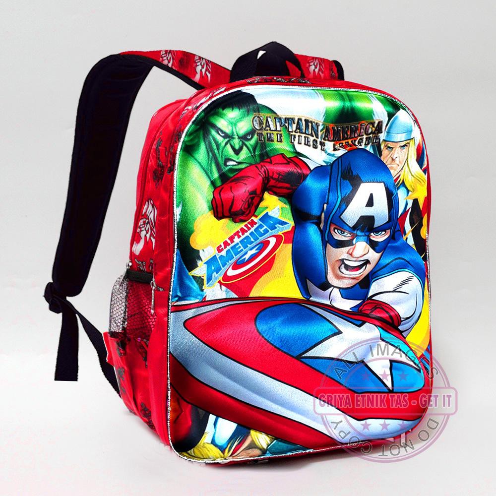 Tas sekolah Anak karakter Avengers Captain America Iron Man Thor Hulk 3D