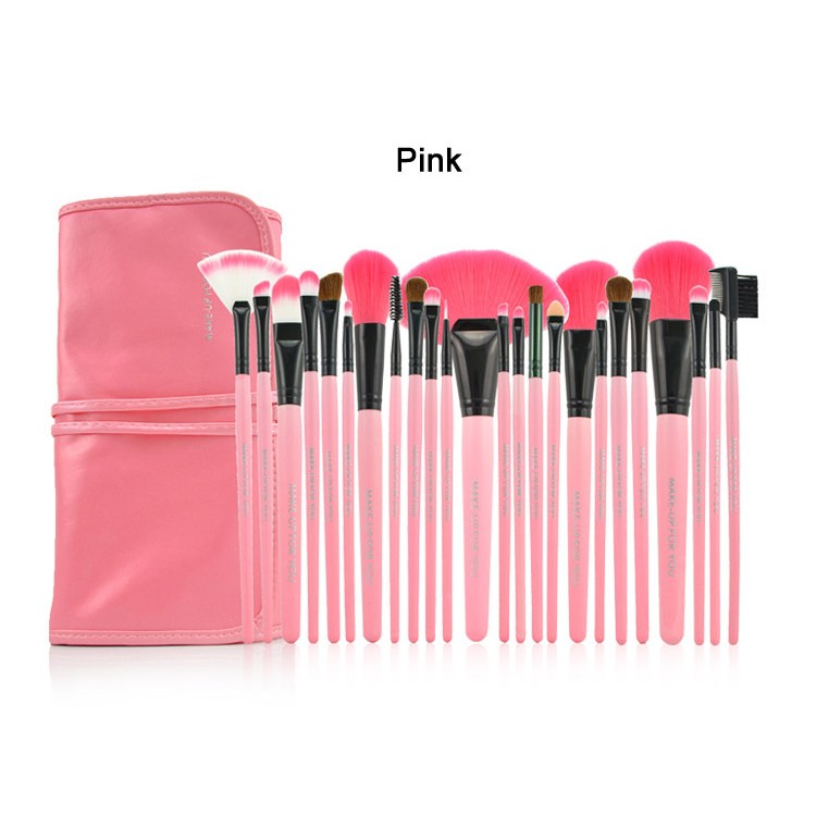 Kuas Set Make Up For You Pink 24pcs / Brush Set Dompet