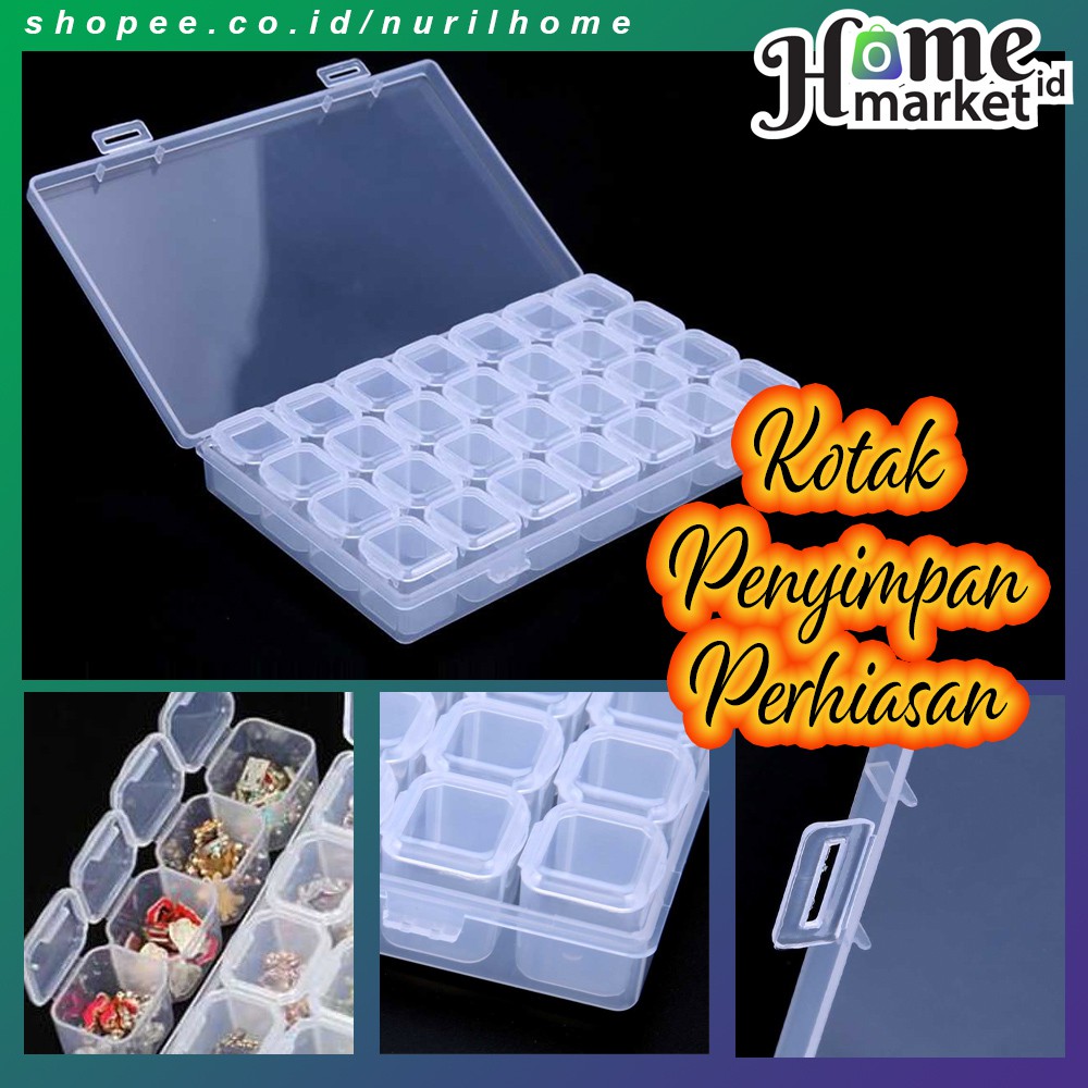 Kotak Penyimpan Perhiasan 28 Slot, Tempat Cincin Tempat Kalung Tempat Gelang