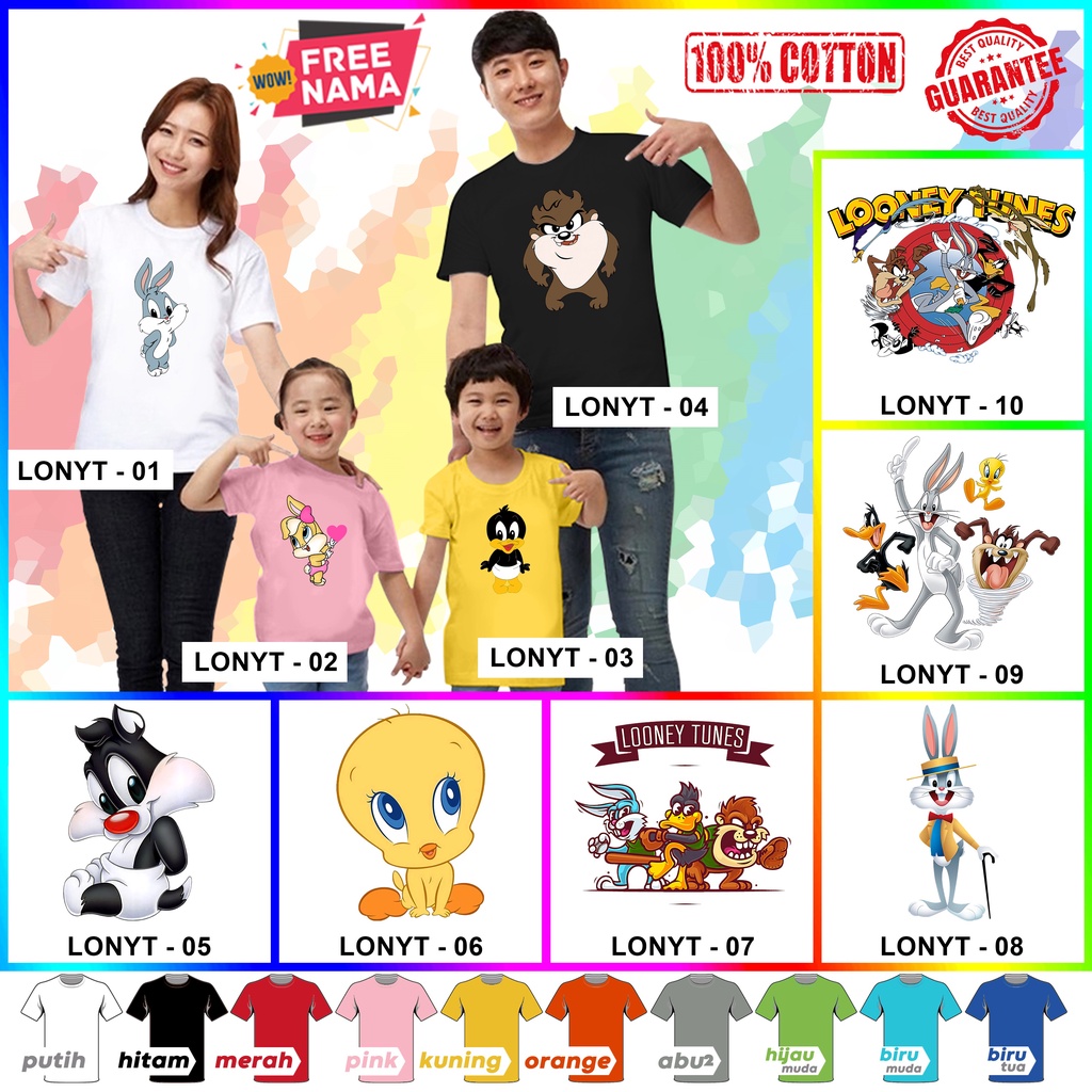 [FREE NAMA!!] Baju Kaos ANAK DAN DEWASA LOONEY TUNES BUGS BUNNY BANYAK MOTIF