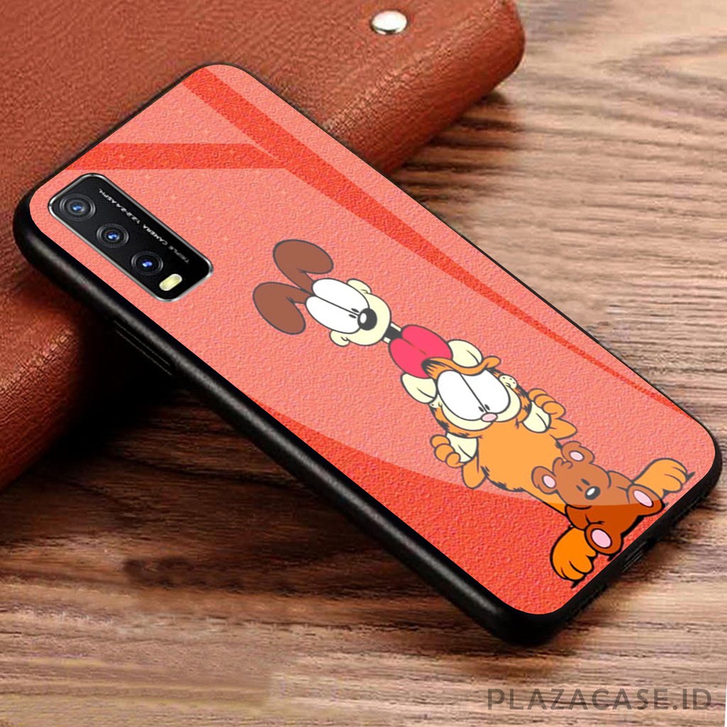 Garfield Softcase Glass [K68] for VIVO Y20 A53 RENO 4F REDMI 9C C17 RENO 4 REALME 7i Y30 Y50 A31 A73