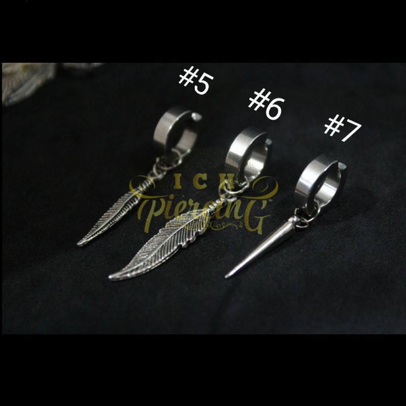 ANTING JEPIT BULU DAUN STYLE FASHION PRIA KOREA