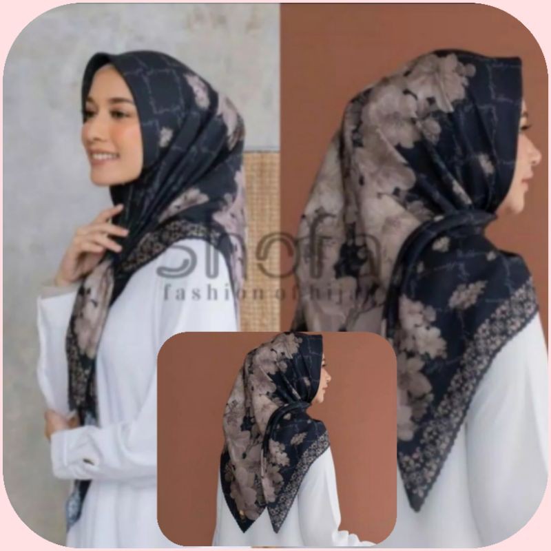 [fafihijab] hijab segiempat motif shofa/premium segi empat motif voal ready murah