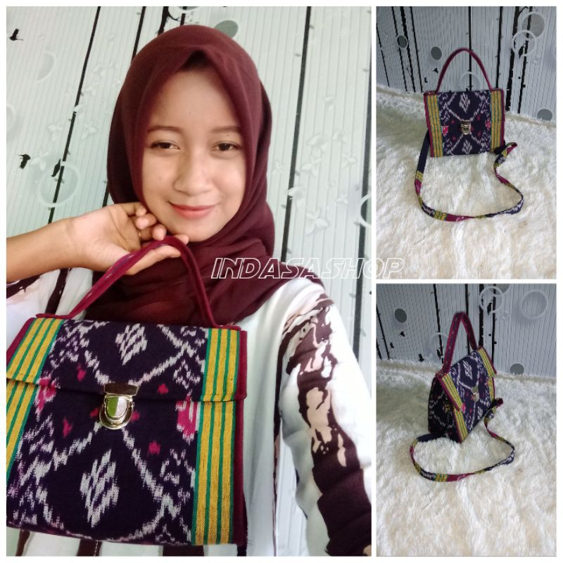 (FREE DOMPET TENUN)TAS TENUN SELEMPANG ETNIK BAHAN BLENGKET