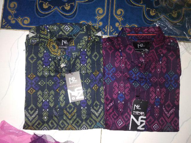 Kemeja Batik Lengan Panjang Long Green Batik Songket Hijau Slimfit Murah Distro 5958