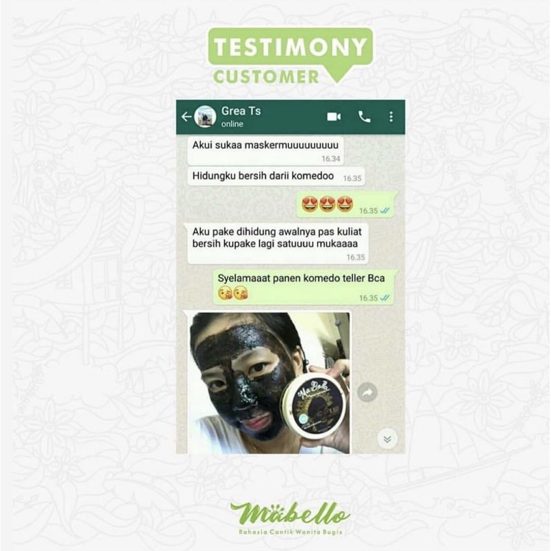 MABELLO Masker Hitam /bedda lotong bpom &amp; halal/ mencerahkan wajah &amp; mengangkat komedo