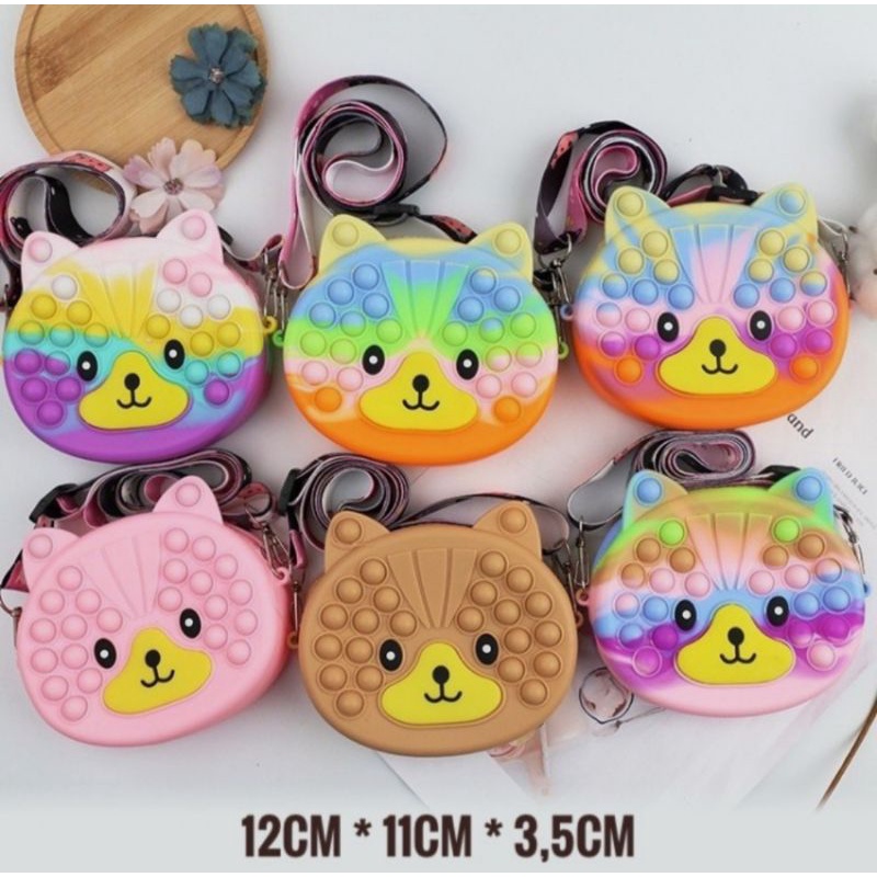Tas Pop It Anak Karakter Animal Fox Tas Slempang Viral Jelly Bag