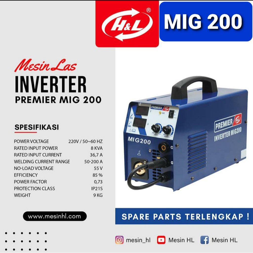 Trafo Las HL Mesin Las MIG 200A Tanpa Gas Welding Gasless