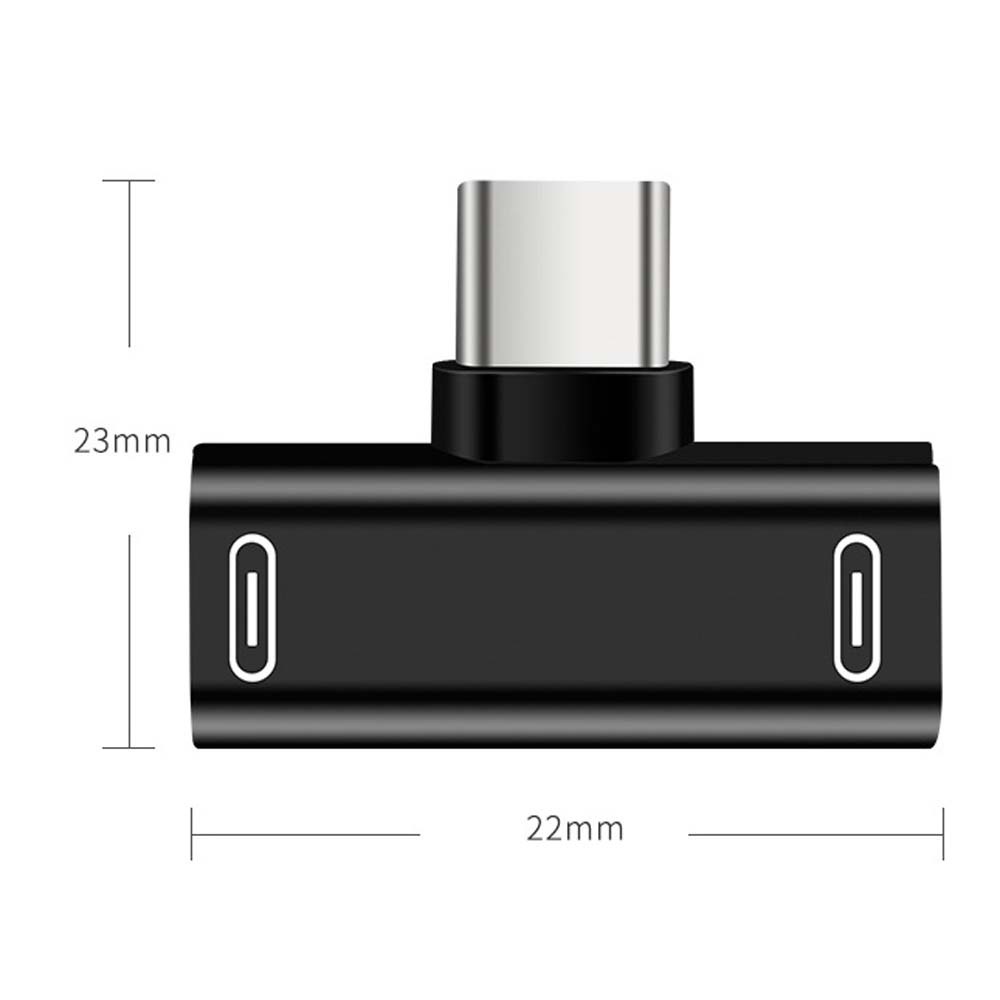 QUINTON Earphone Type-C Adapter Male To Female Headphone Converter Charger Adapter 2 in 1 Splitter Dual Type C Type C Charger Audio Cable/Multicolor