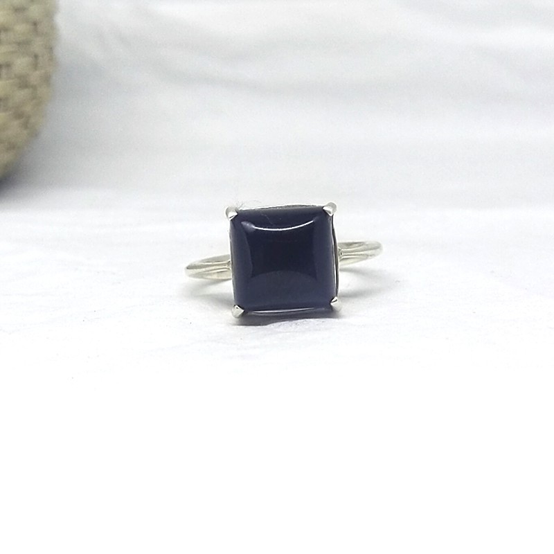 Cincin Ring Perak Silver Bali Asli 925 Polos Kotak Hitam Onyx Wanita Laki Pria Keren Elegan Custom