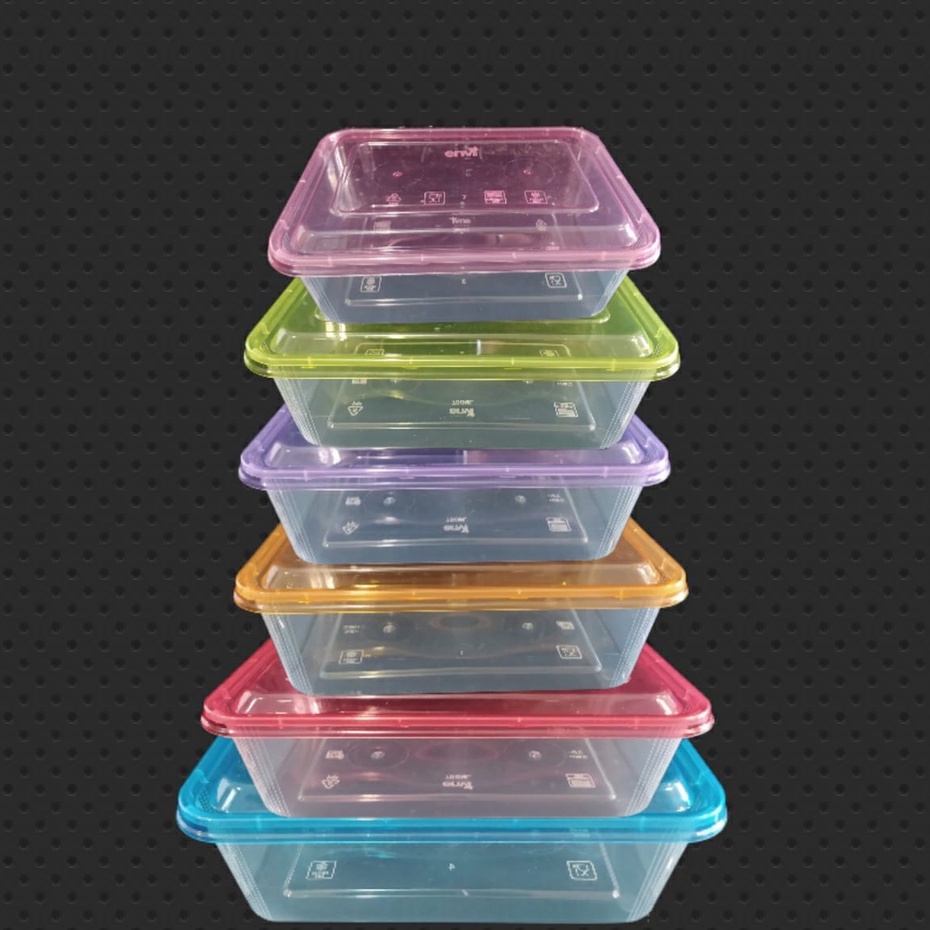 ENVI Thinwall Kotak Plastik 750ml Tutup Warna Warni / Random / isi 25