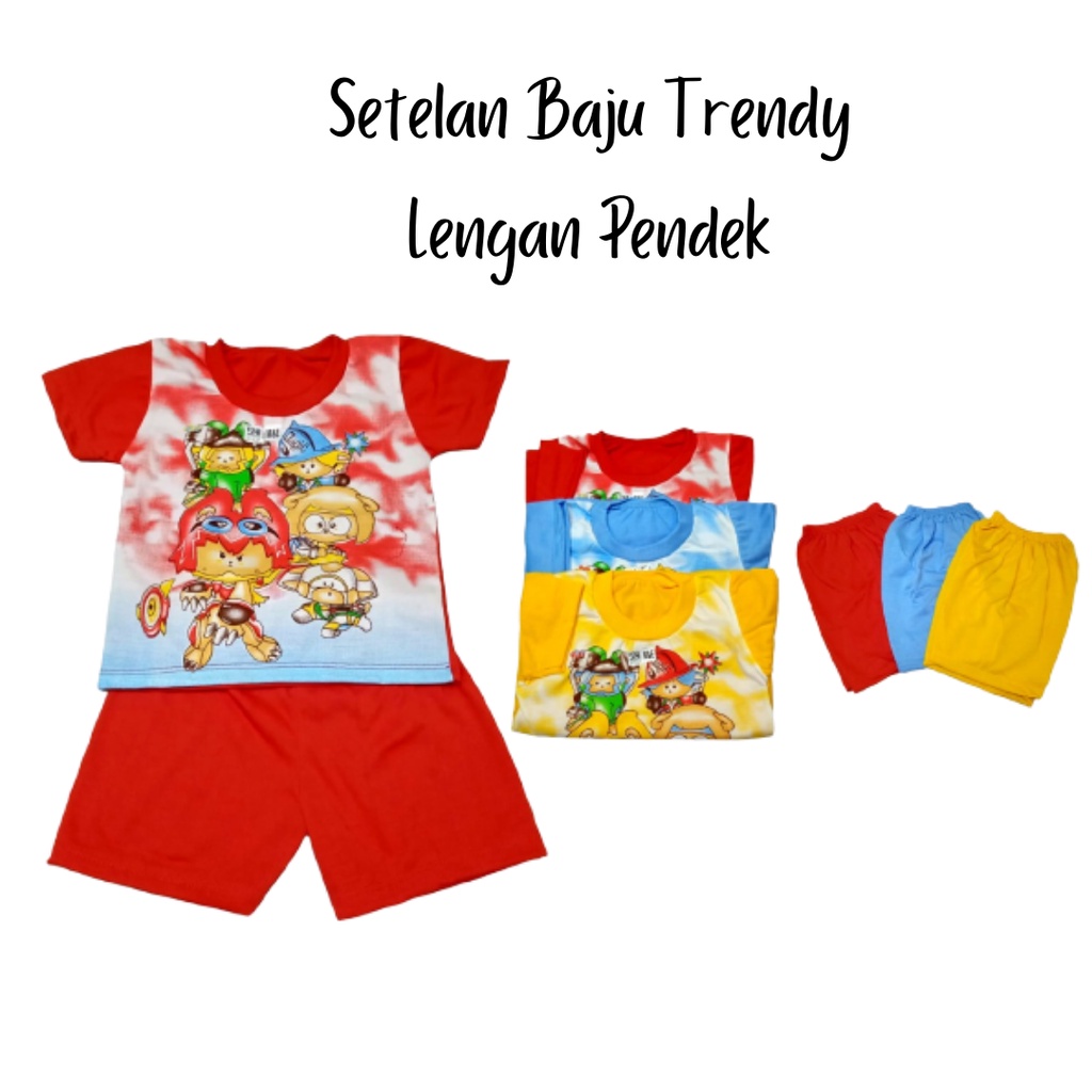 Setelan Kaos Trendy Anak Lengan Pendek M &amp; E 741601 / 741602