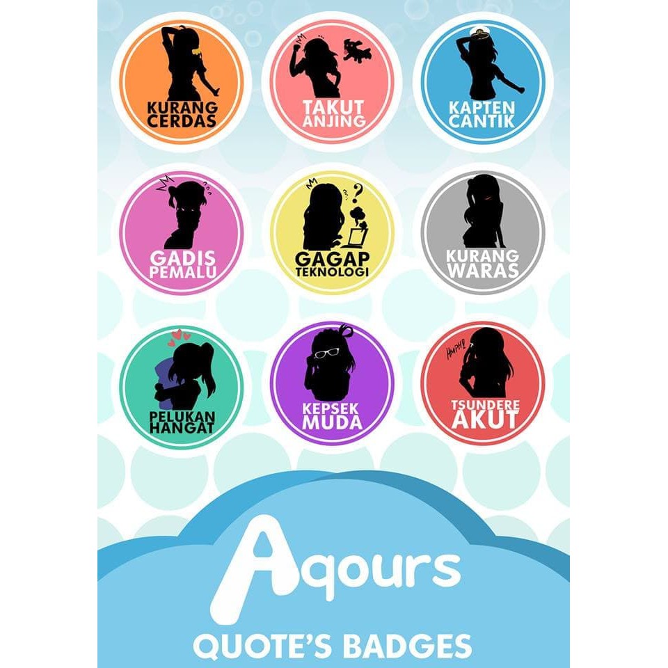 Unik Aqours - Quote Badges set Diskon