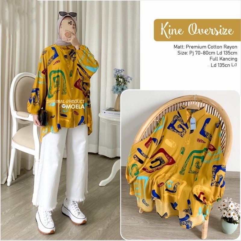 MONOCHROME OVERSIZE BLOUSE MOTIF - ATASAN RAYON FULL KANCING JUMBO / ATASAN RAYON KOMBINASI-KINE OVERSIZE