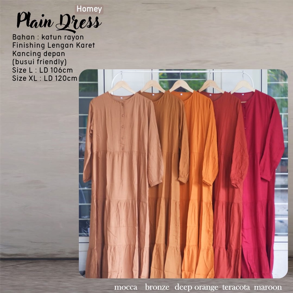 Gamis Dewasa Polos Homey Dress Dewasa Bahan Katun Rayon Premium Nyaman Dipakai | Bisa Cod