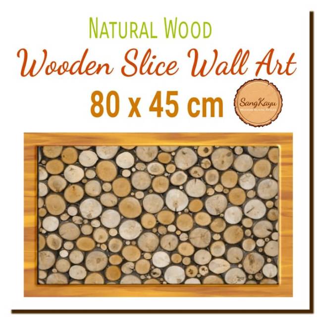 Tree Slice Wall Art 80x45 cm hiasan dinding kayu bukan wall sticker