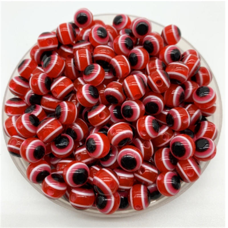 Manik-manik Bentuk Oval Mata Iblis Bahan Resin Ukuran 6mm 8mm 10mm Untuk Membuat Perhiasan Handmade DIY