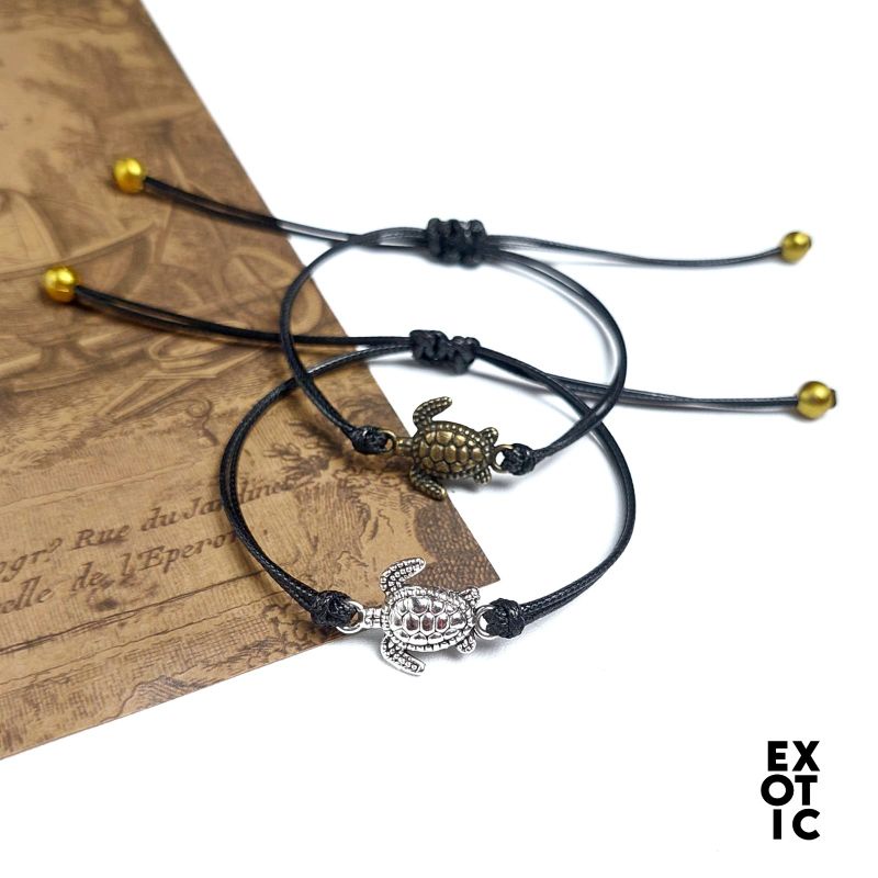 Turtle Bracelet gelang couple charm kura kura kasual simple logam bronze