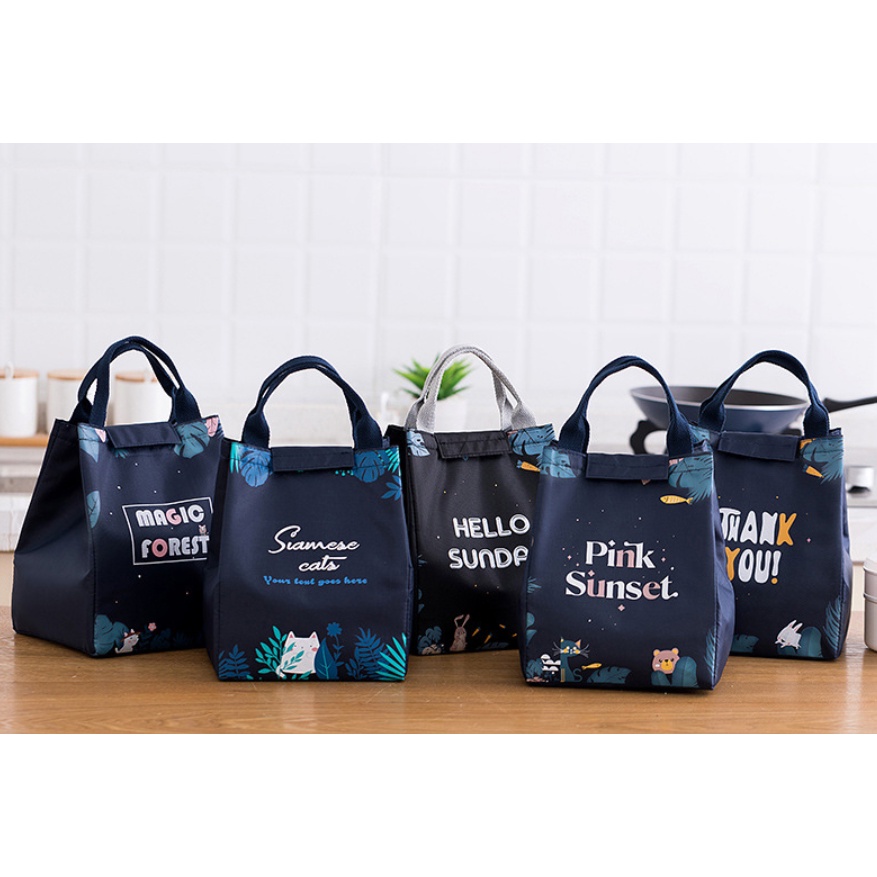 Cooler Bag  Ukuran BESAR / Tas Penyimpan Asi / Tas Bekal Canvas lunch bag Tema Navy