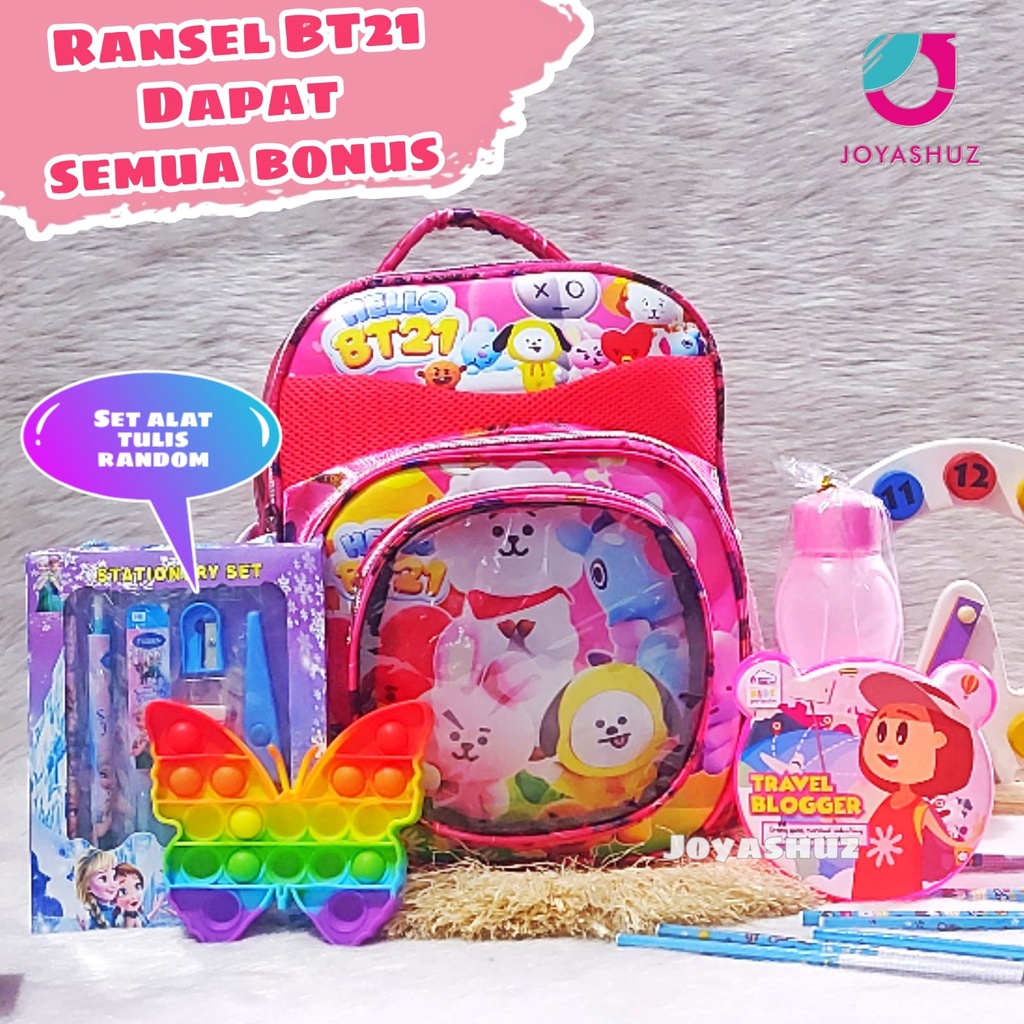 Joyashuz - Tas Sekolah Anak Perempuan Gratis Pop it - Ransel Anak BT - Tas Sekolah Gratis Pop it - Ransel Cantik - Gratis Pop it
