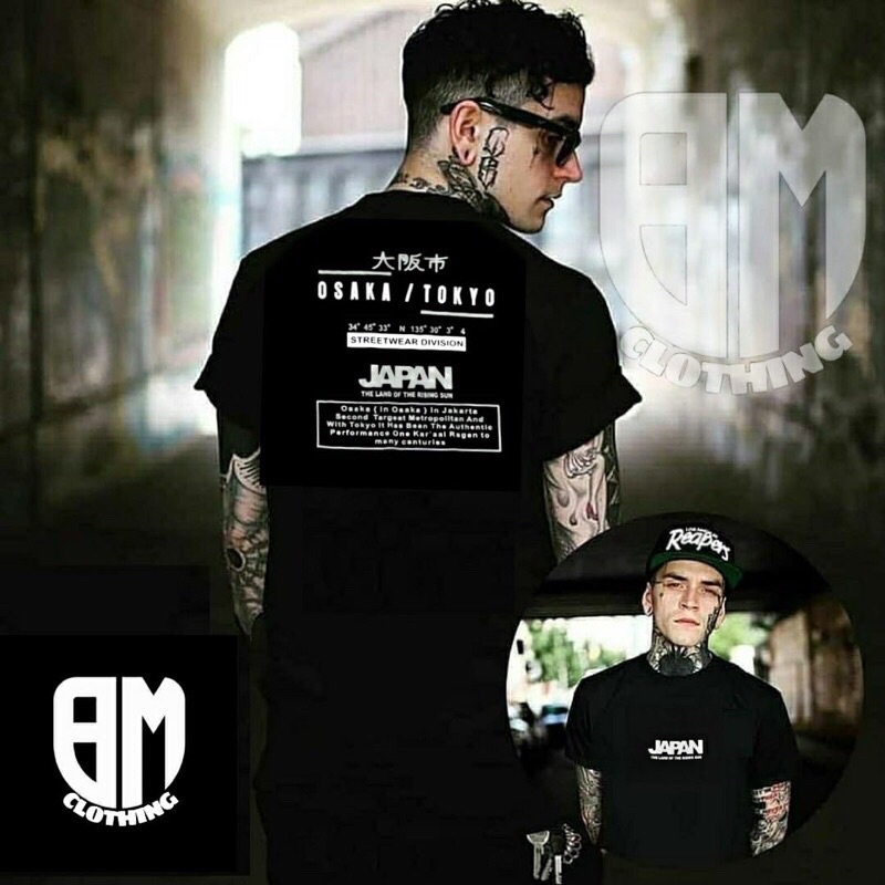 BAJU KAOS T SHIRT ATASAN DISTRO PRIA WANITA COWOK CEWEK TULISAN JEPANG JAPAN CINA CHINA KEREN MURAH