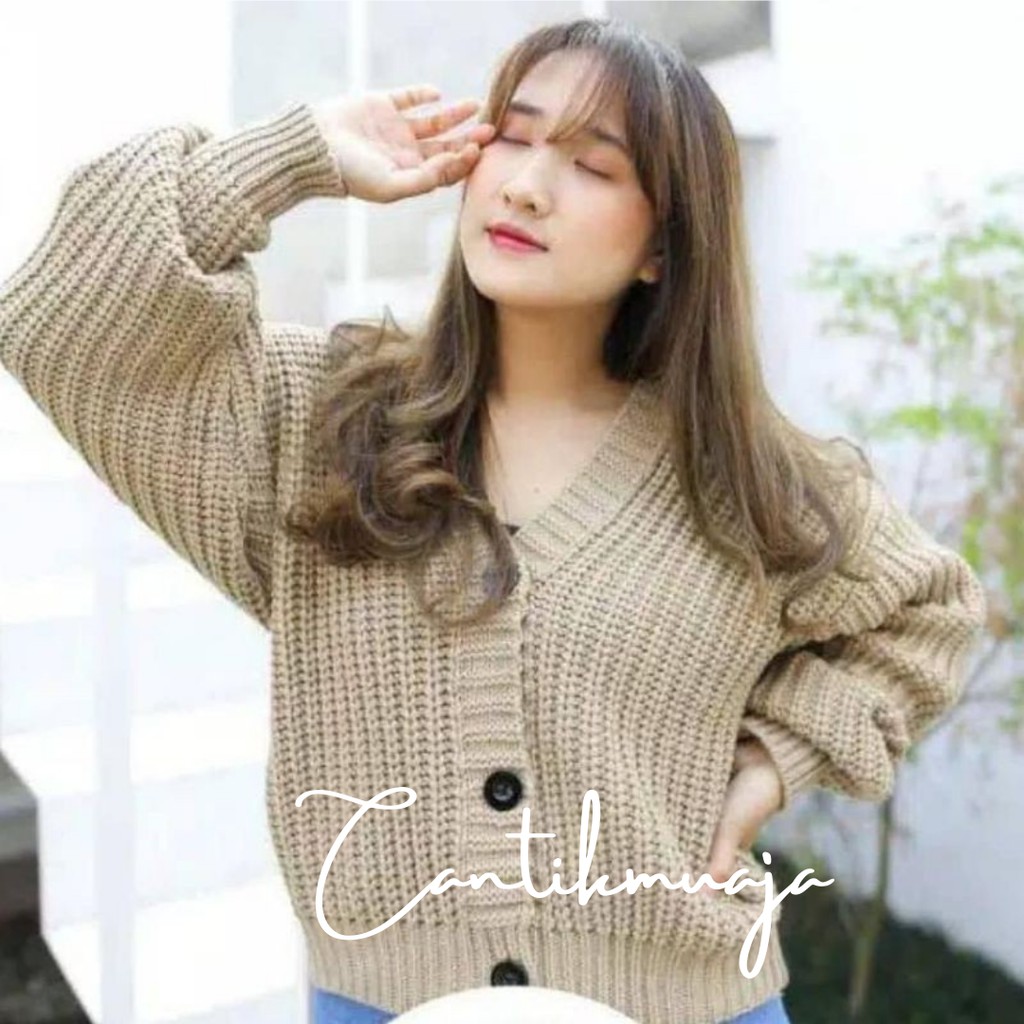 Cardigan Rajut Crop Outer Wanita Tebal Cardigan Rajut Wanita Olivia Cardy Kardigan Rajut Crop