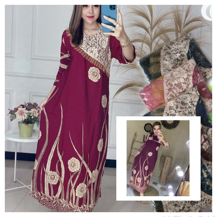 DASTER LONGDRESS ARAB RENDA MOTIF BUNGA AKAR SULTAN