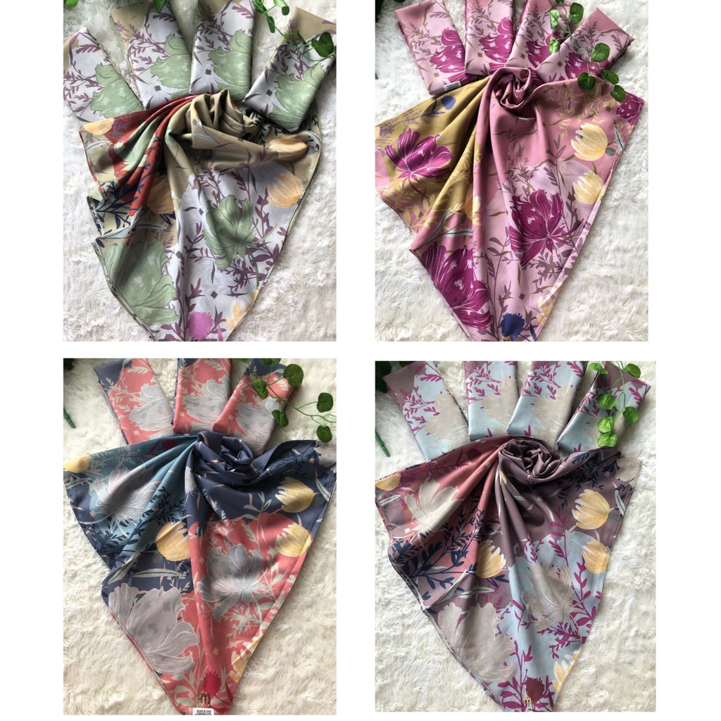 NEW HIJAB GARDENIA SCARF BY SCOOP AND CONE/BAHAN VOAL PREMIUM PRINTING/SIZE 115X115CM/KERUDUNG SEGI 